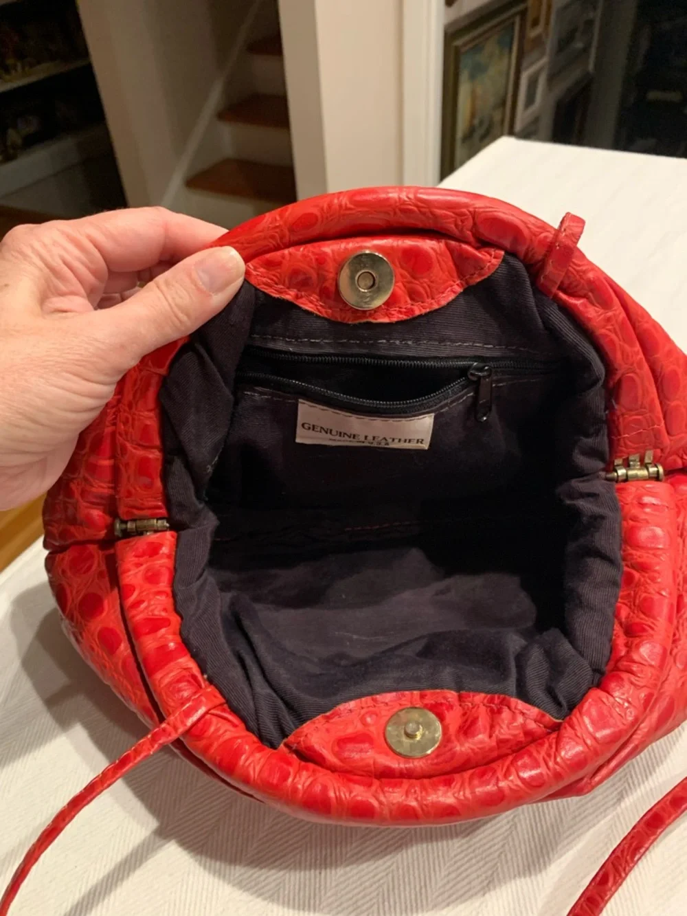 Vintage Red Embossed Soft Clutch The Pouch Bag Clutch Handbag